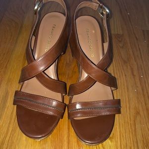 Franco Sarto brown leather wedges